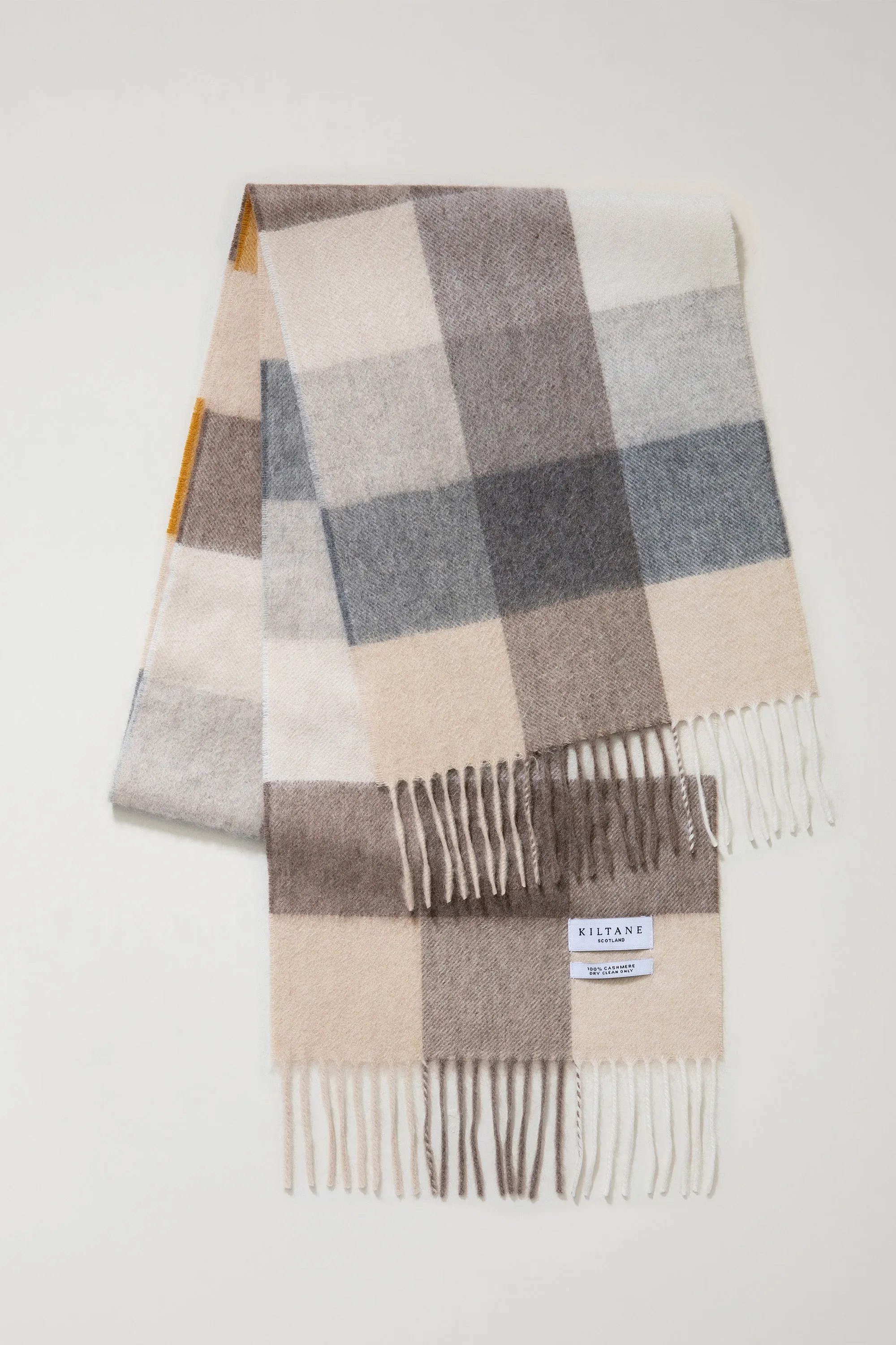 3 Square Cashmere Scarf - Gold