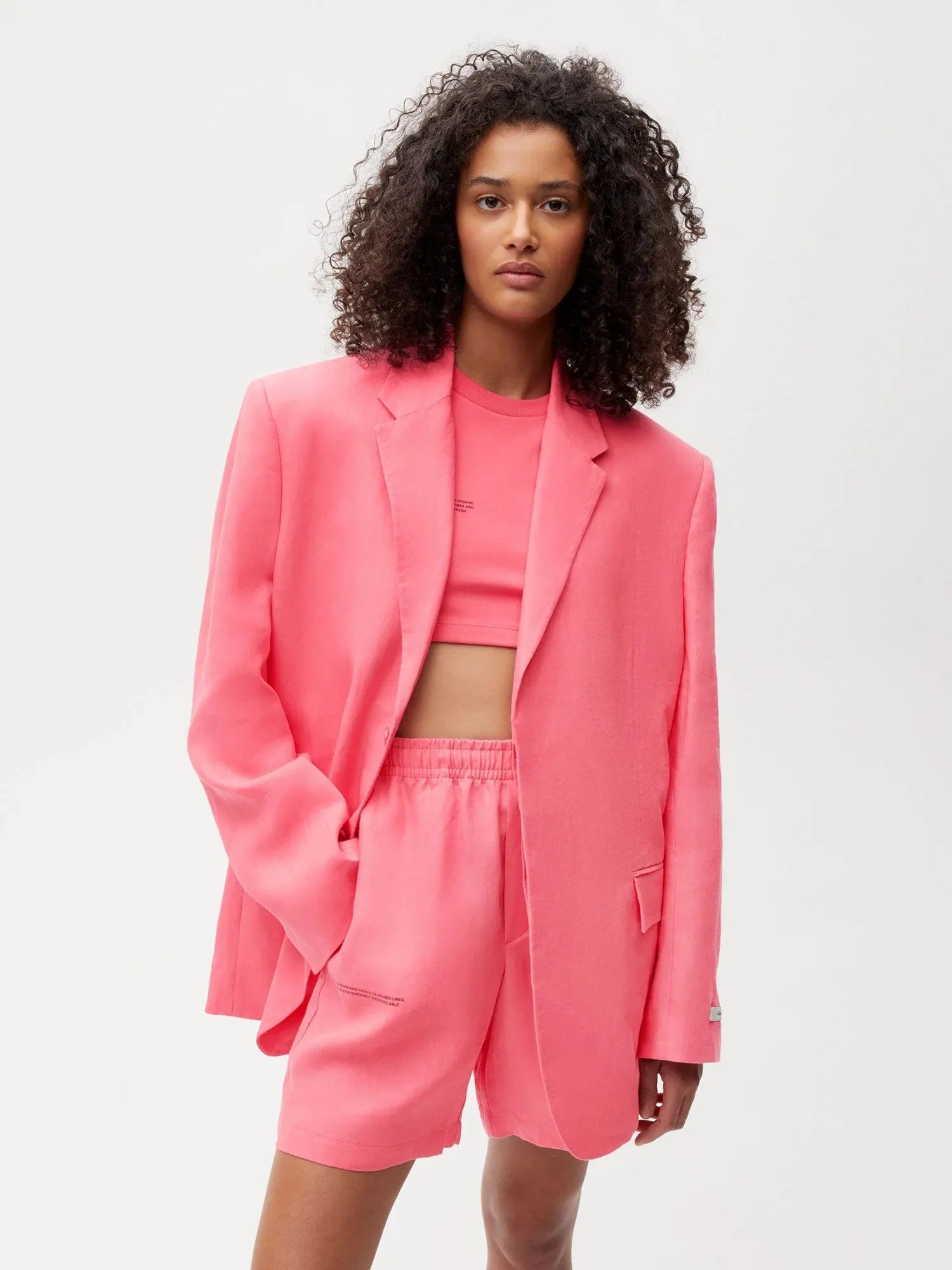 Aloe Linen Tailored Blazer—lotus pink