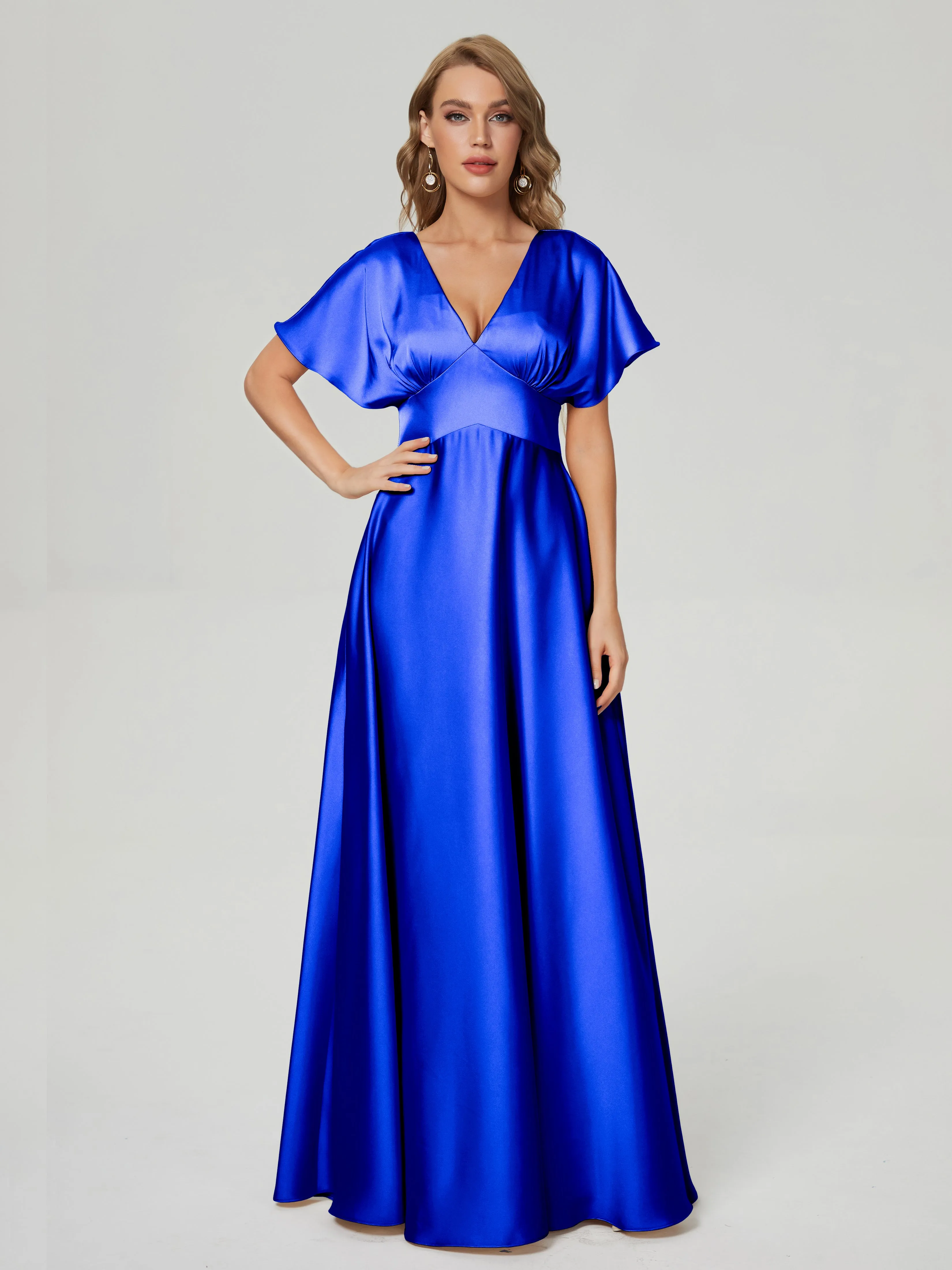 Ariah Modest Cap Sleeves Soft Satin Dresses