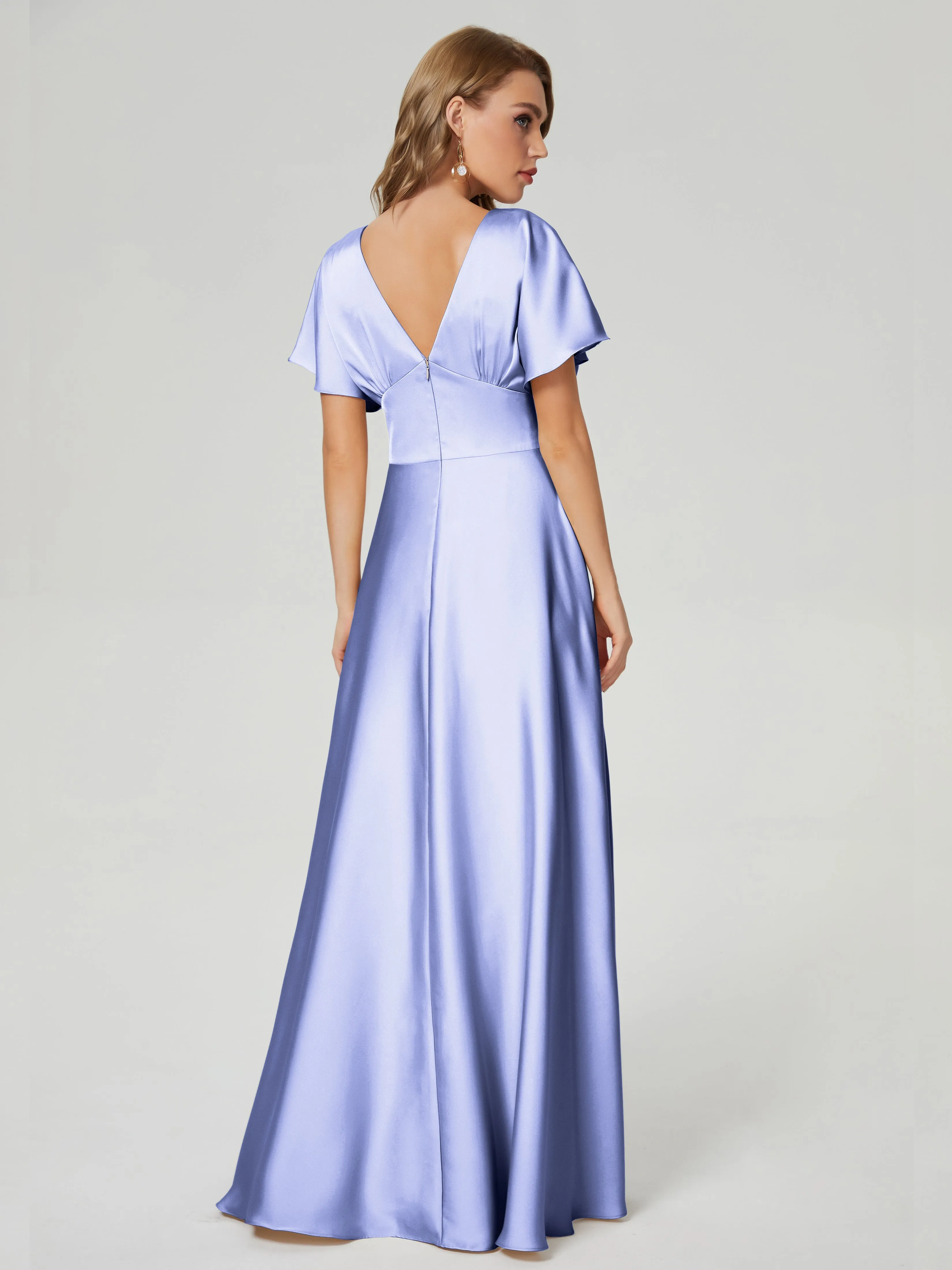 Ariah Modest Cap Sleeves Soft Satin Dresses