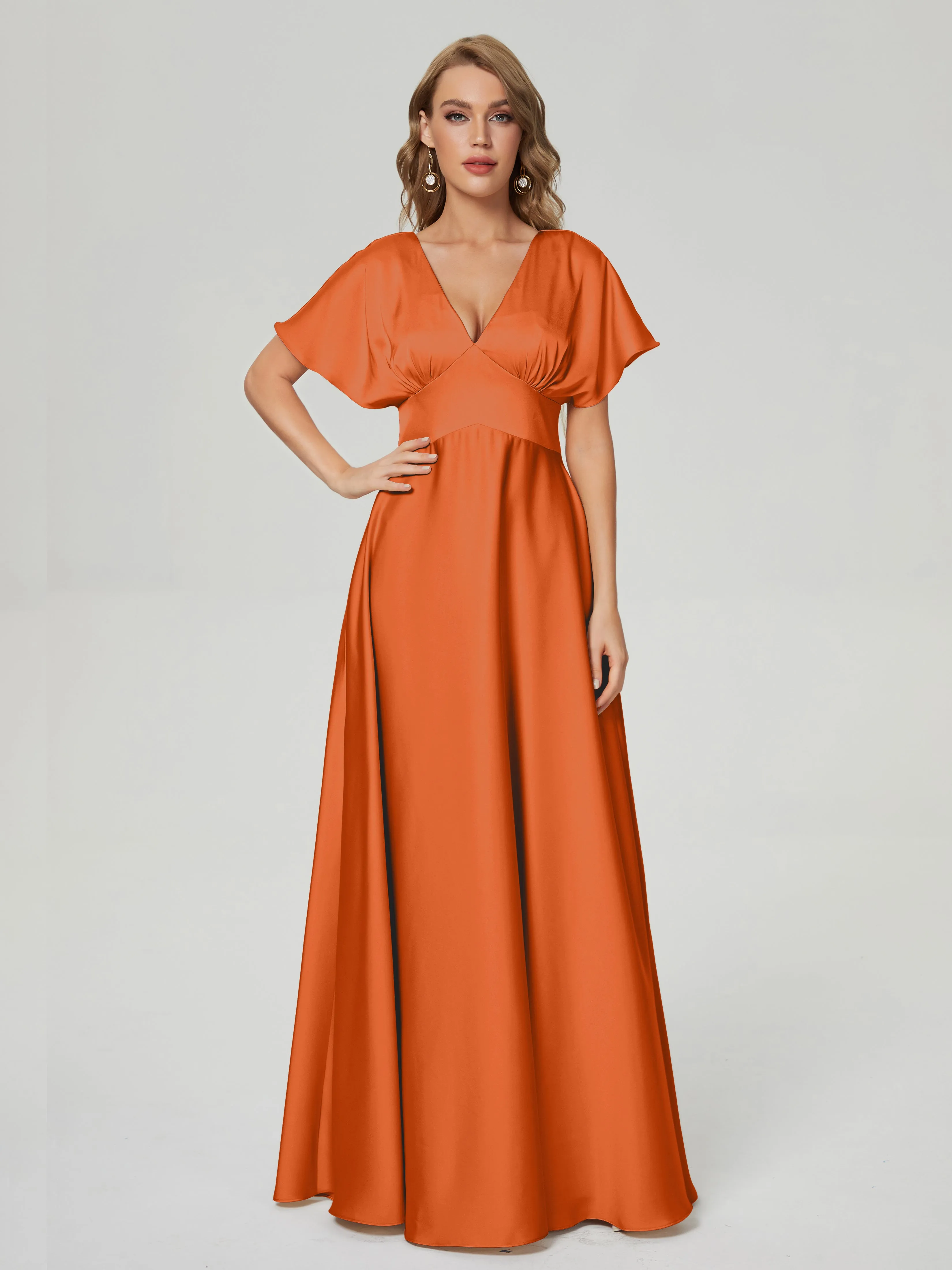 Ariah Modest Cap Sleeves Soft Satin Dresses