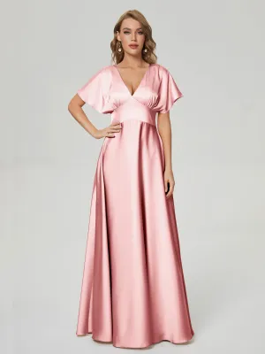 Ariah Modest Cap Sleeves Soft Satin Dresses