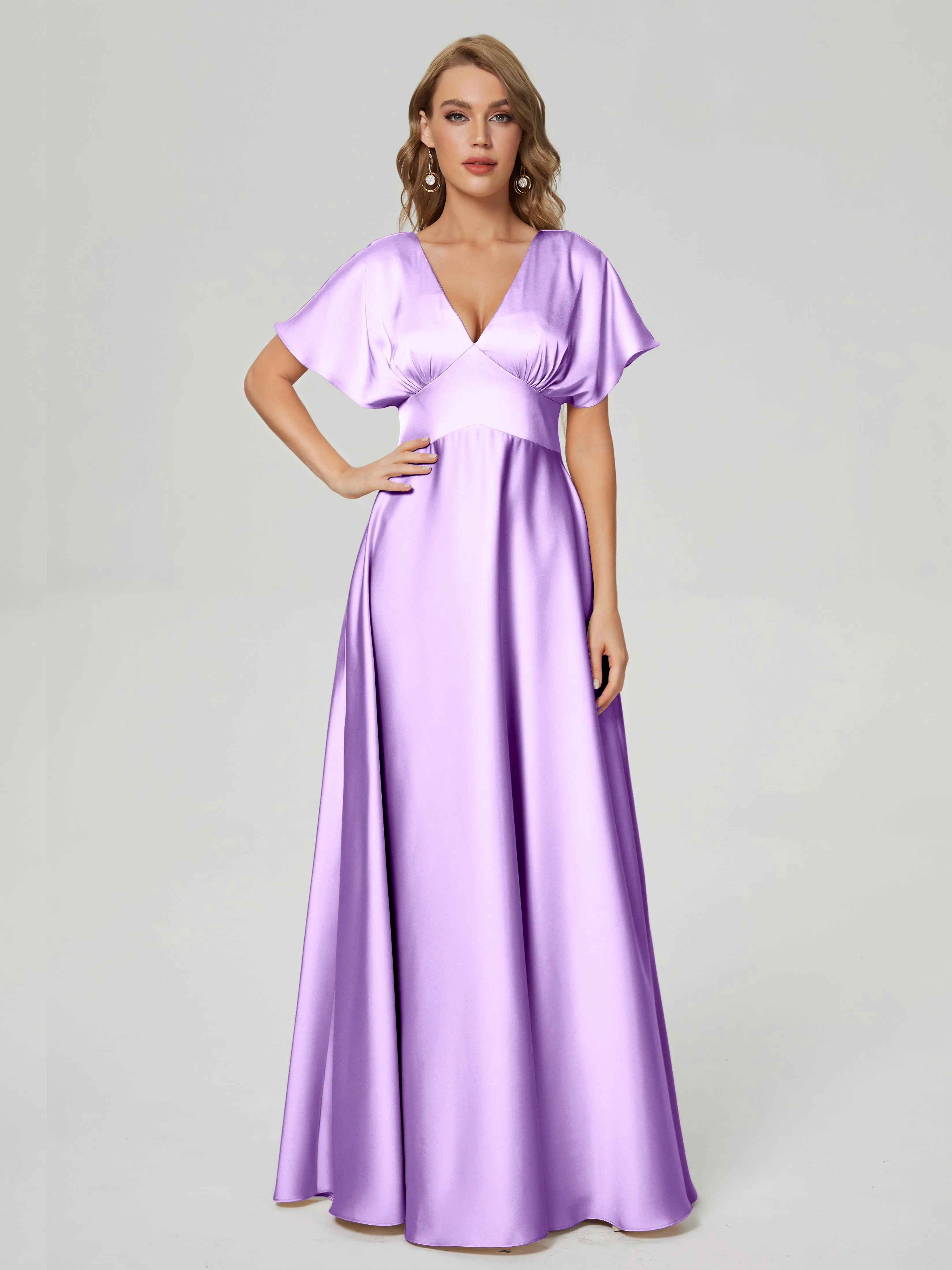 Ariah Modest Cap Sleeves Soft Satin Dresses