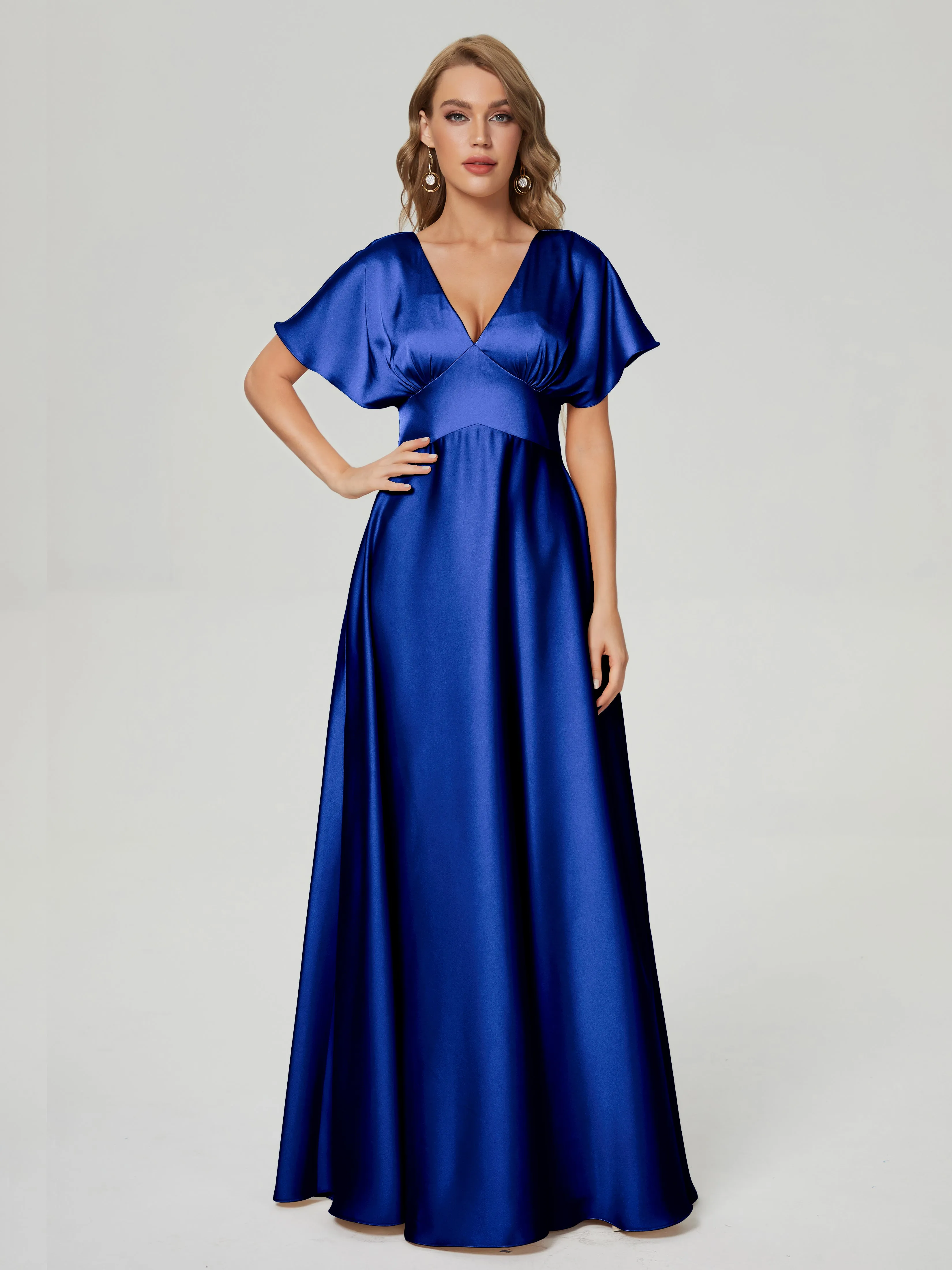 Ariah Modest Cap Sleeves Soft Satin Dresses