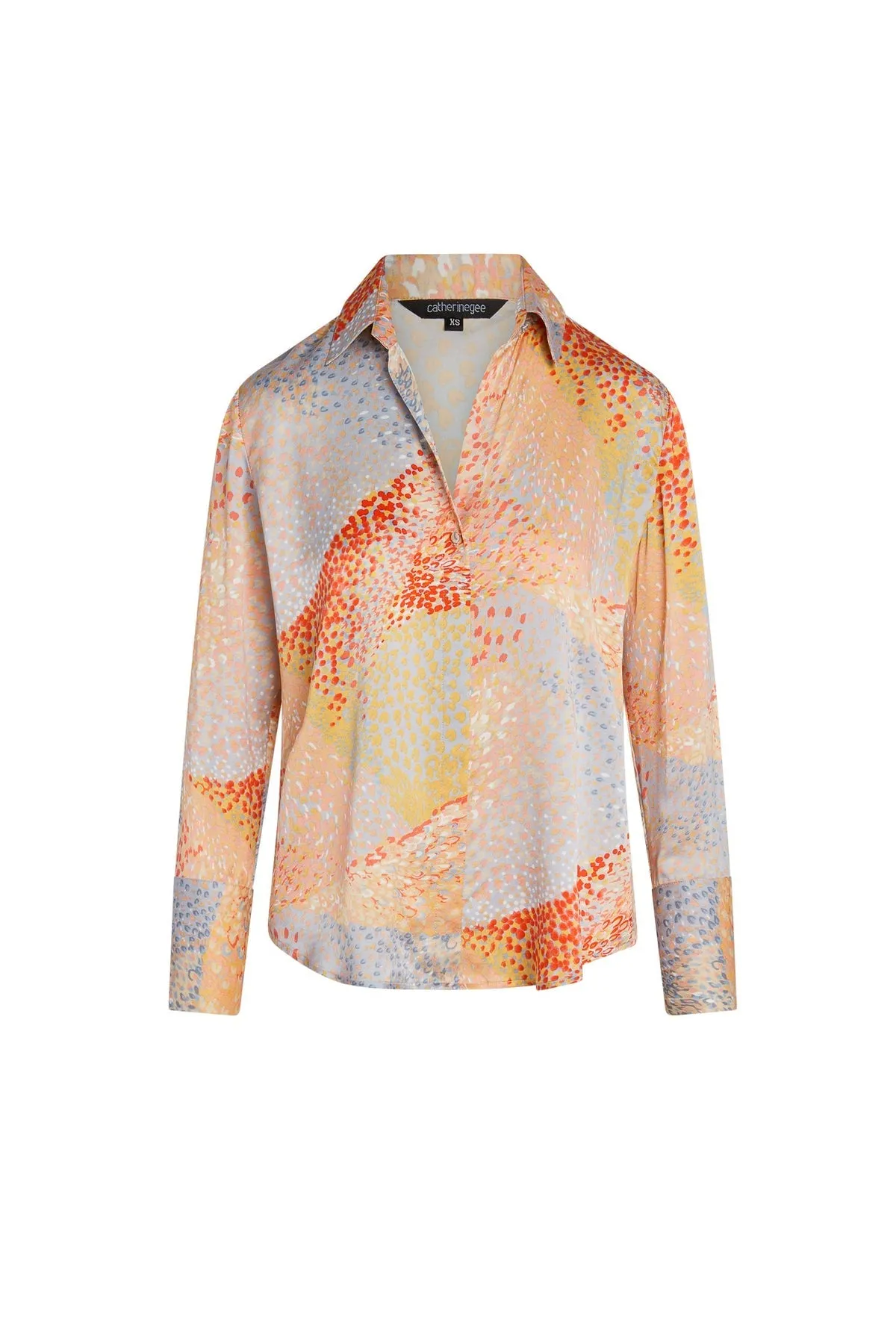 Catherine Gee Daria French Cuff Silk Blouse | Warm Cosmos