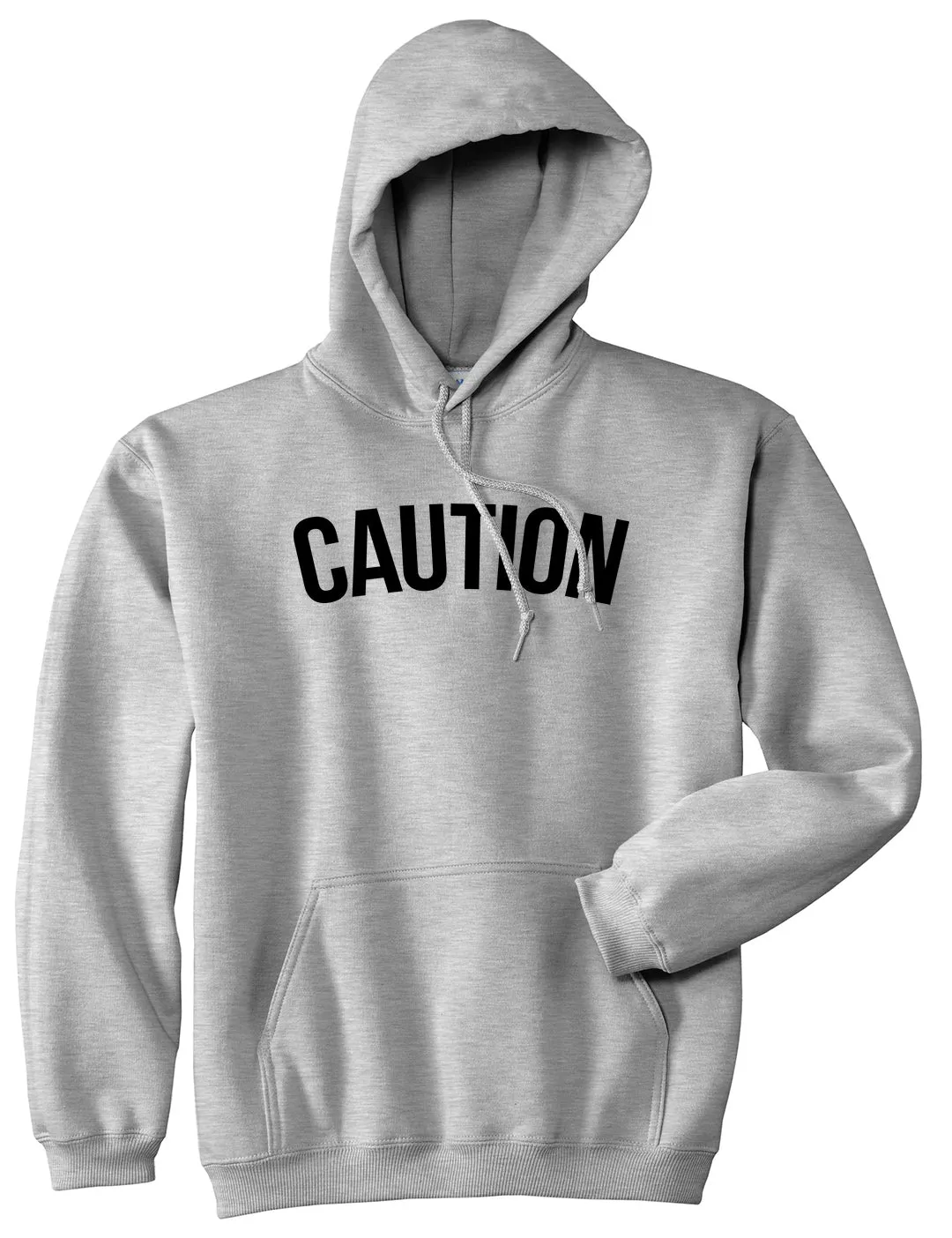 Caution Mens Pullover Hoodie