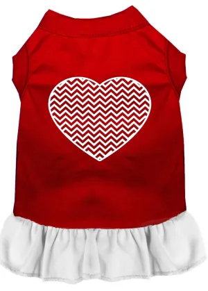 Chevron Heart Screen Print Dress Red With White Xxl (18)