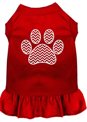 Chevron Paw Screen Print Dress Red Xxl (18)