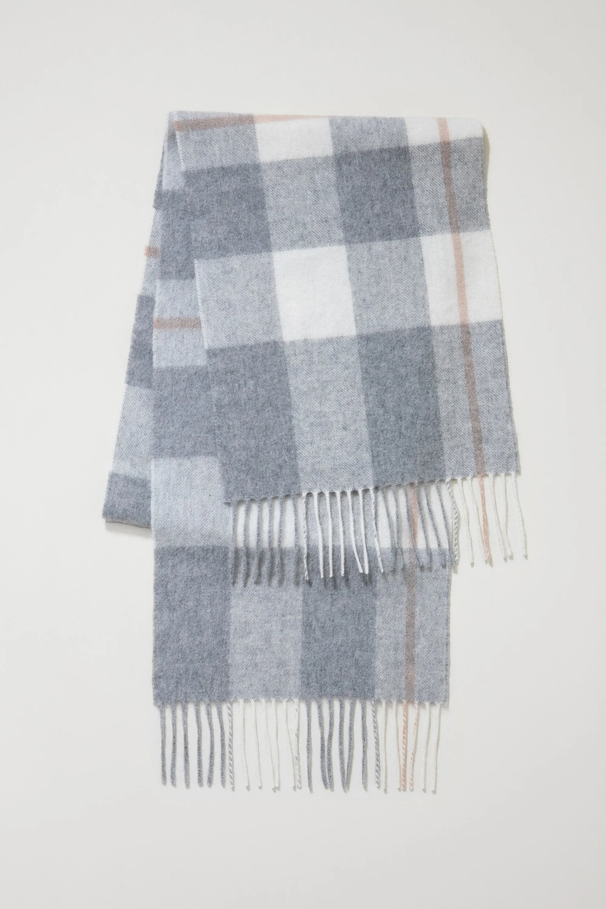 Contemporary Check Cashmere Scarf - Grey