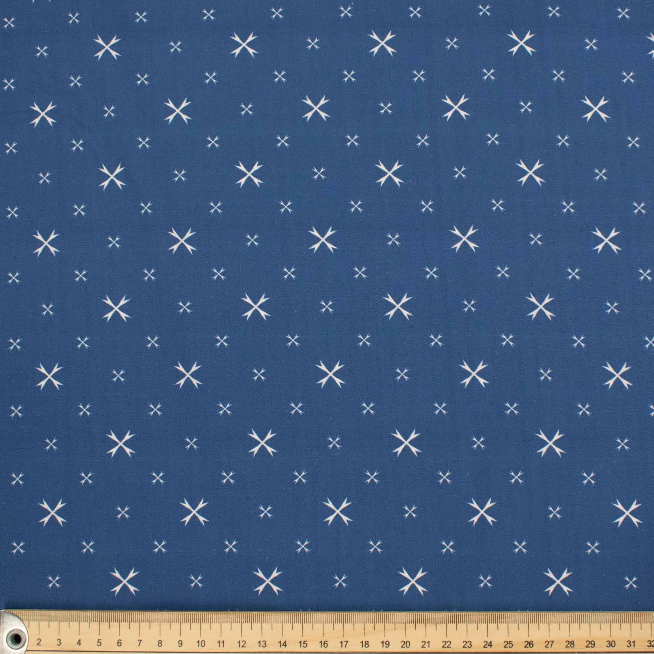 Country Side Collection #24 White Cross Quadrilateral on Dark Blue Cotton Prints