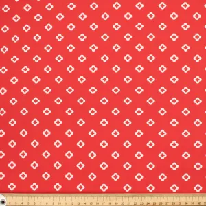 Country Side Collection #27 White Geometric Floral on Red Cotton Prints