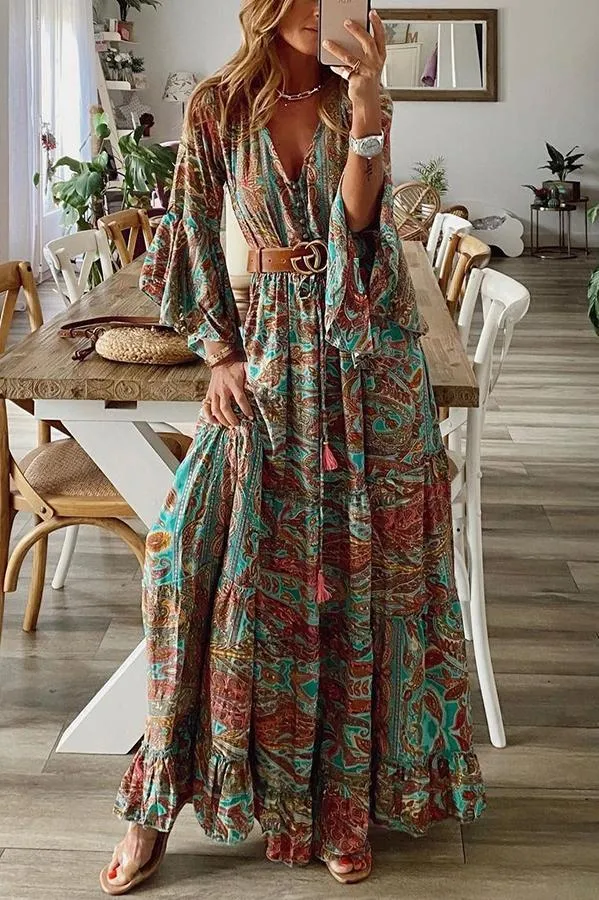 Down The West Coast Bohemia Print Maxi Dress