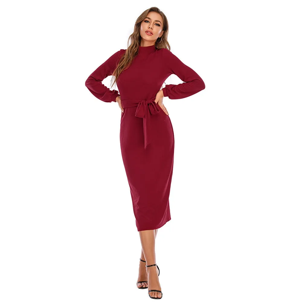 Elegant Ladies Long Sleeve Bodycon Dress