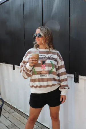 Espresso Martini White Mocha Stripe Sweatshirt