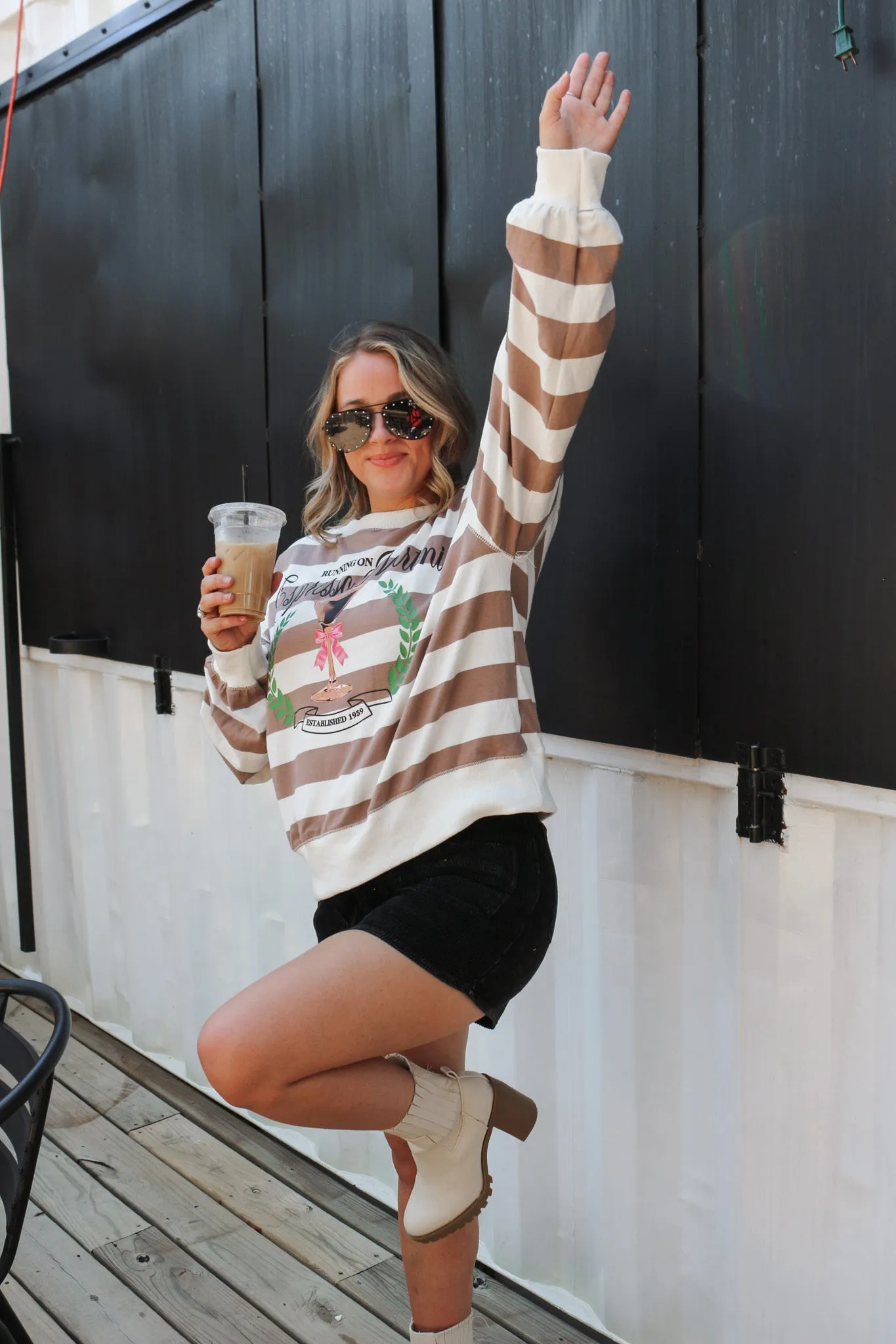 Espresso Martini White Mocha Stripe Sweatshirt