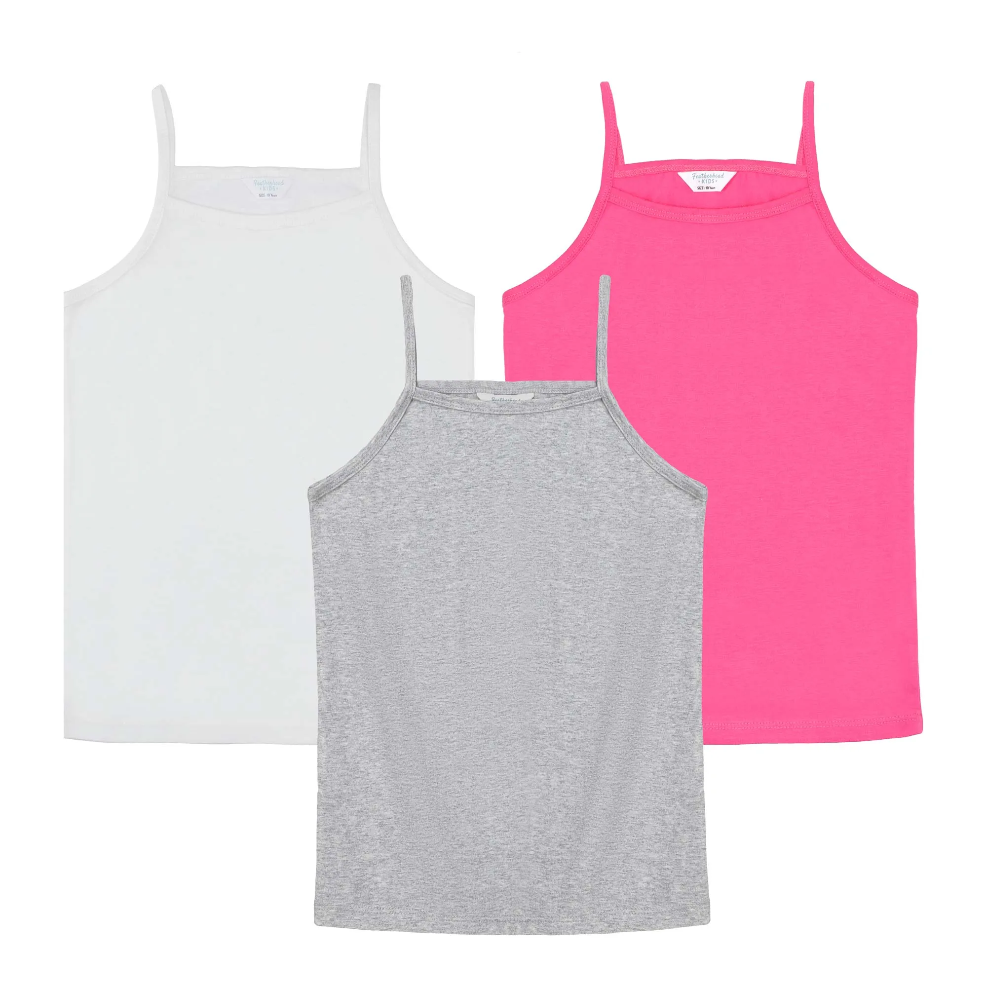 FG-9555 White, Azalea Pink, Lt. Melange 3PK Tank Tops