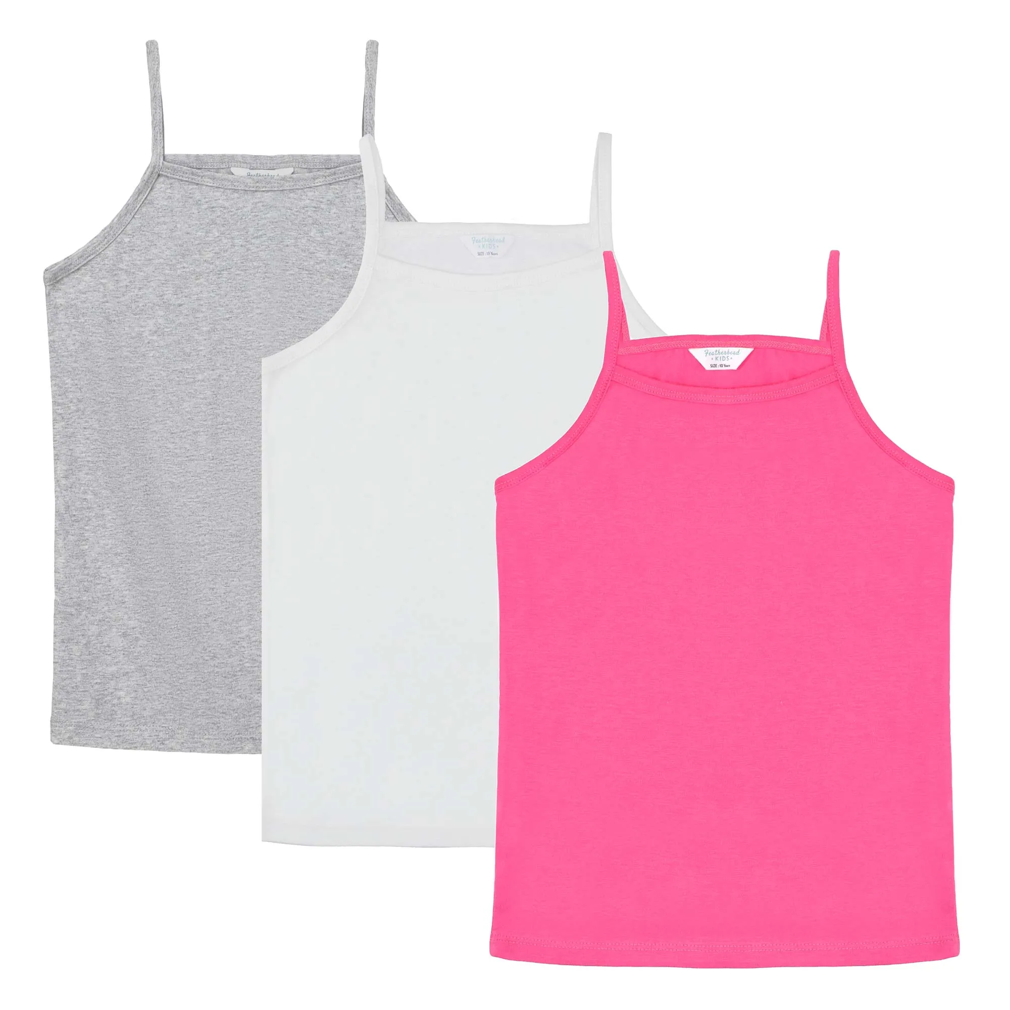 FG-9555 White, Azalea Pink, Lt. Melange 3PK Tank Tops