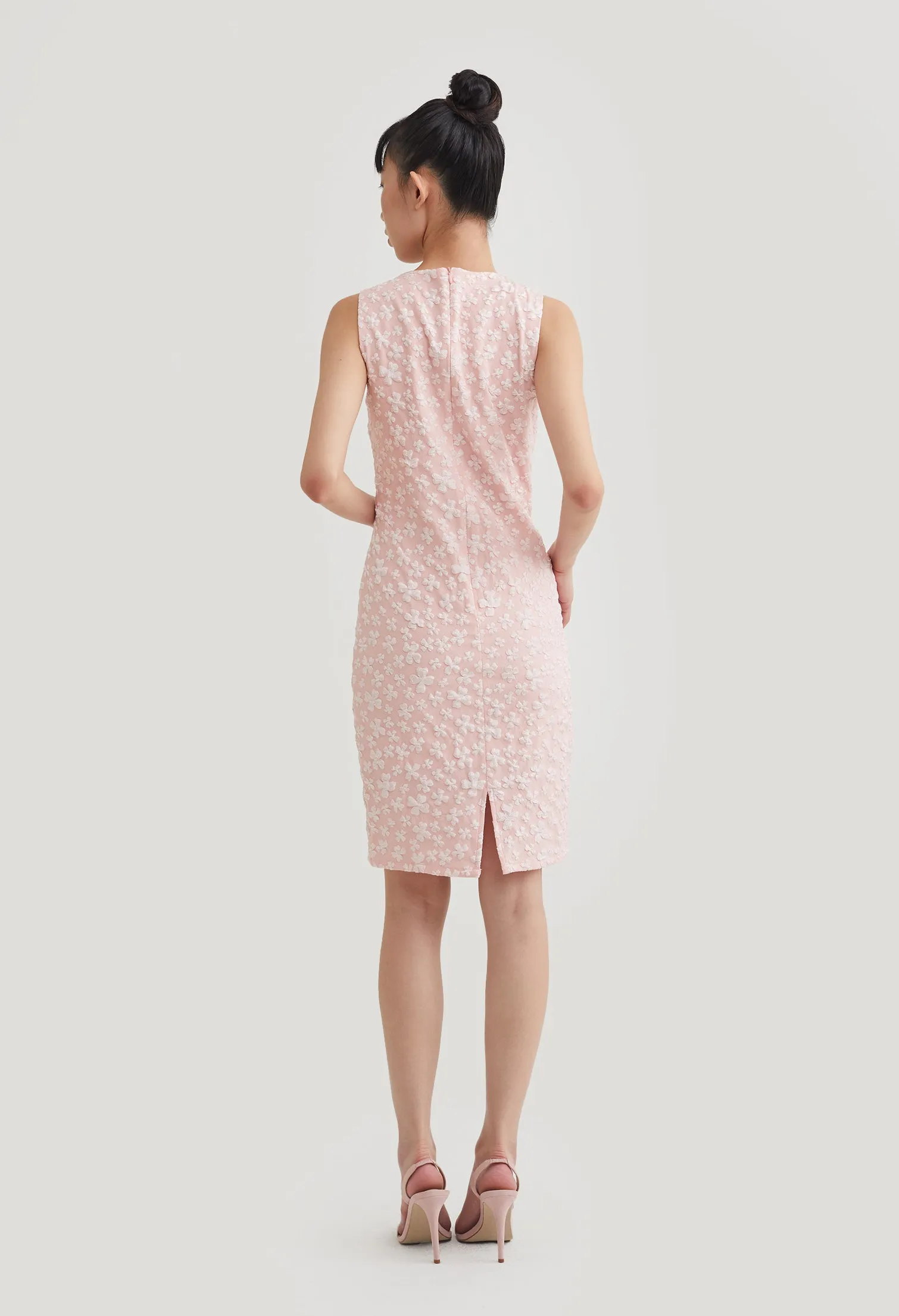 Floral Embossed Jacquard Midi Dress