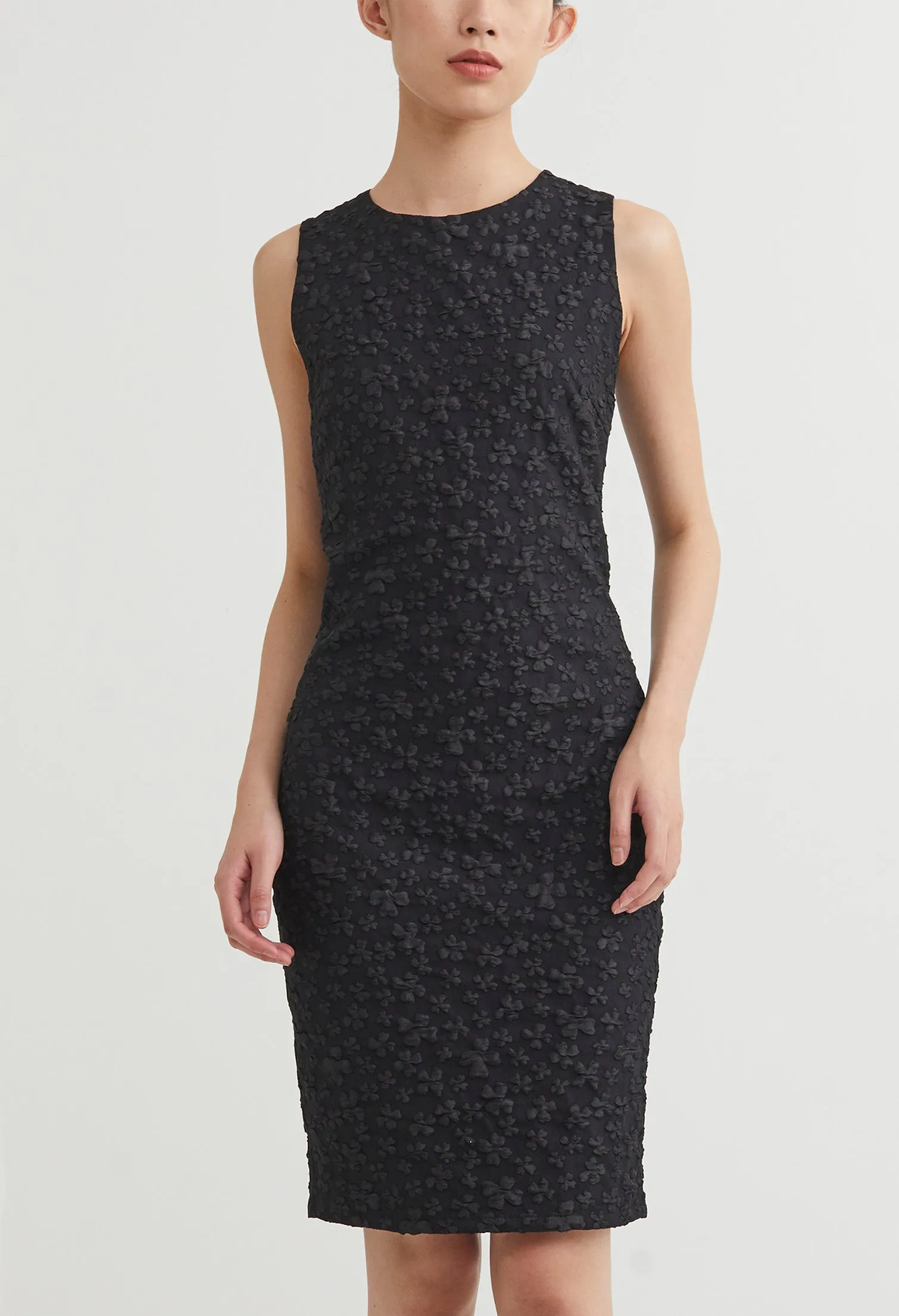 Floral Embossed Jacquard Midi Dress