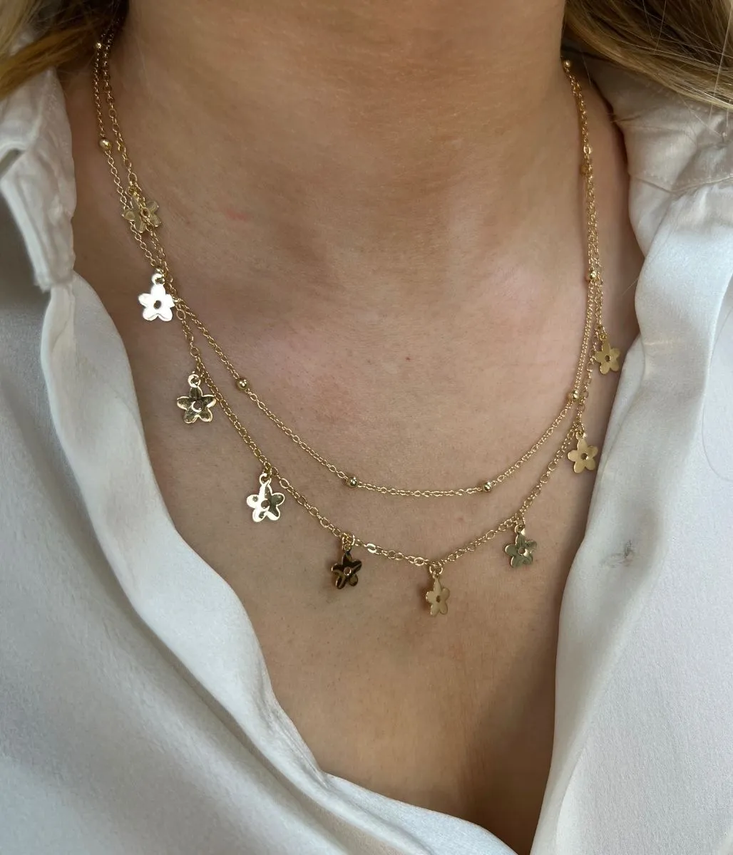 Gold Daisy Layered Necklace