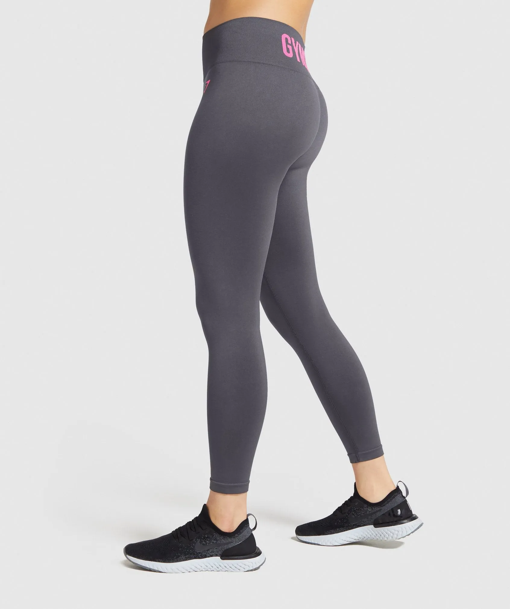 Gymshark Fit Mid Rise Leggings - Charcoal/Pink