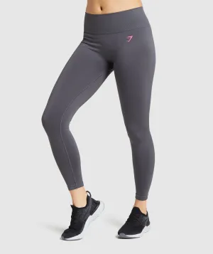 Gymshark Fit Mid Rise Leggings - Charcoal/Pink