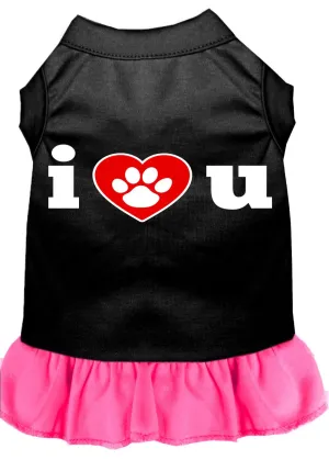 I Heart You Screen Print Dress Black With Bright Pink Xxxl (20)