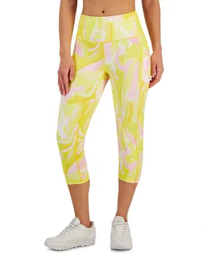 ID Ideology Women's Compression Side Pocket Cropped Leggings Yellow Size X-Large