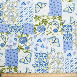 In the Beginning Fabrics Roo by Wendy Slotboom Blue Floral & Butterfly Cotton Prints