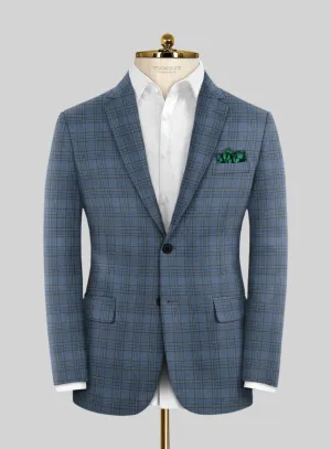 Italian Murano Herita Blue Wool Linen Jacket