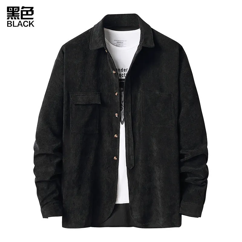 Men Turnover Collar Warm Long Sleeves Shirt