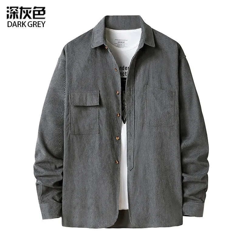 Men Turnover Collar Warm Long Sleeves Shirt