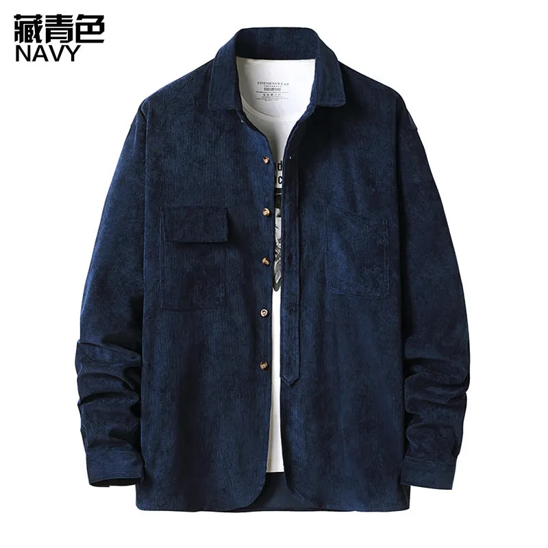 Men Turnover Collar Warm Long Sleeves Shirt