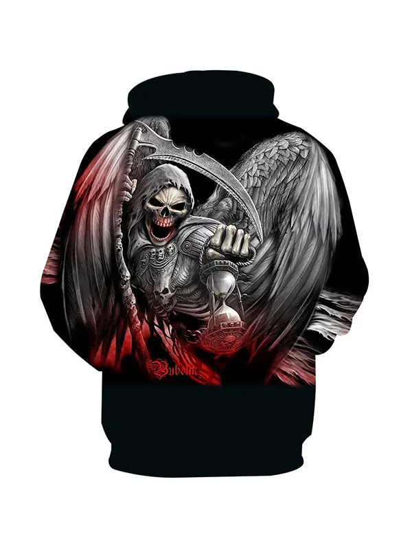 Men's Horror Angel Skull Graphic Print Hoodies