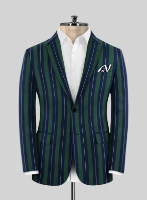 Napolean Izzaro Stripe Green Blue Wool Jacket