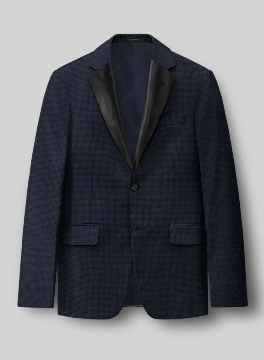 Napolean Mini Houndstooth Blue Wool Tuxedo Jacket