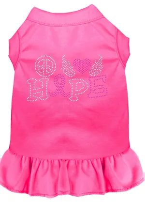 Peace Love Hope Breast Cancer Rhinestone Pet Dress Bright Pink 4x (22)