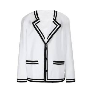 Pre Order:  Contrast Stripes Loose Fit Blazer