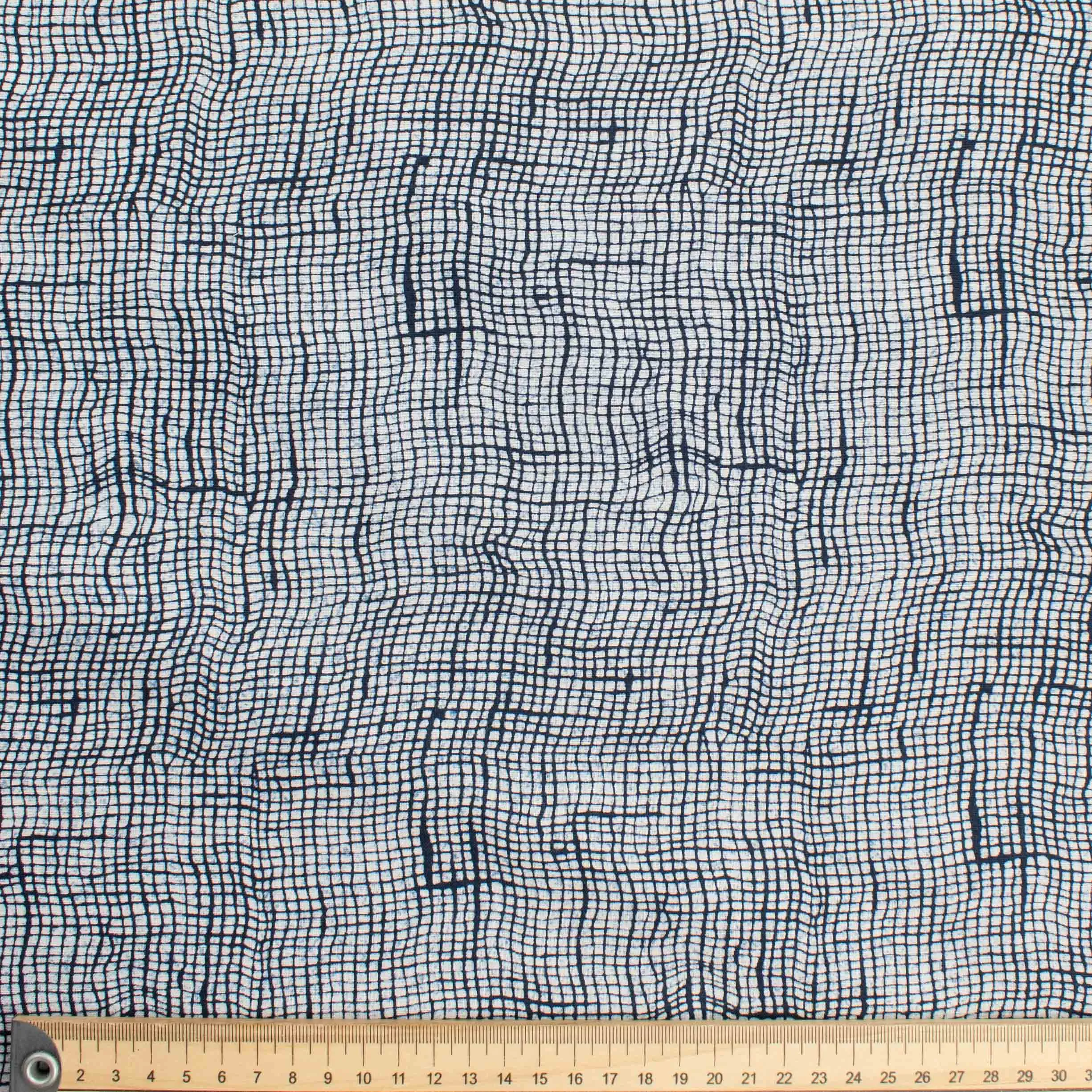 Quilter's Own Indigo White Check Cotton Prints