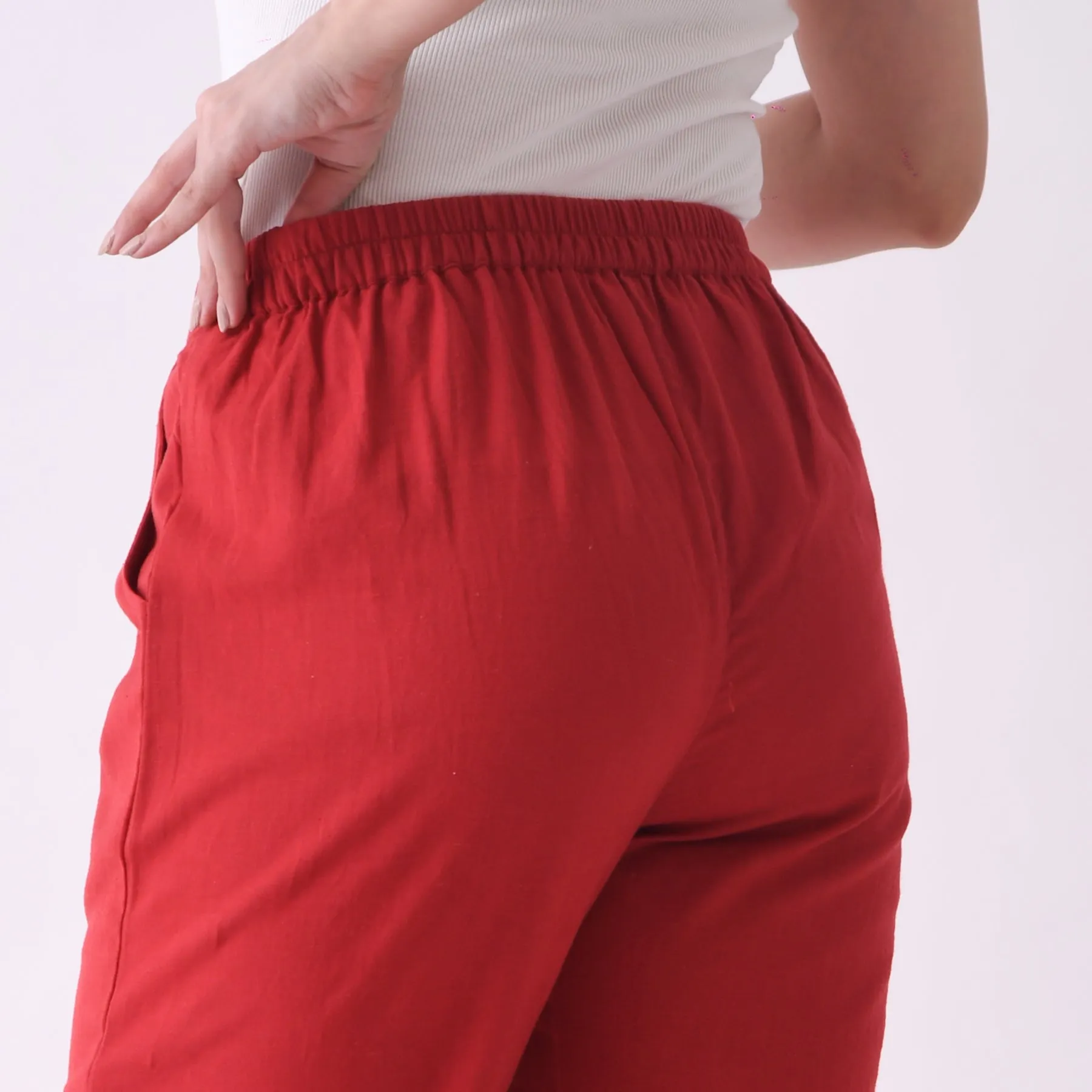 Red Cotton AMPM Pants