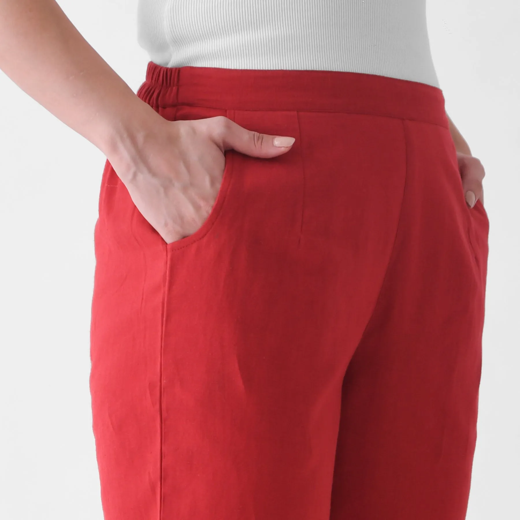 Red Cotton AMPM Pants