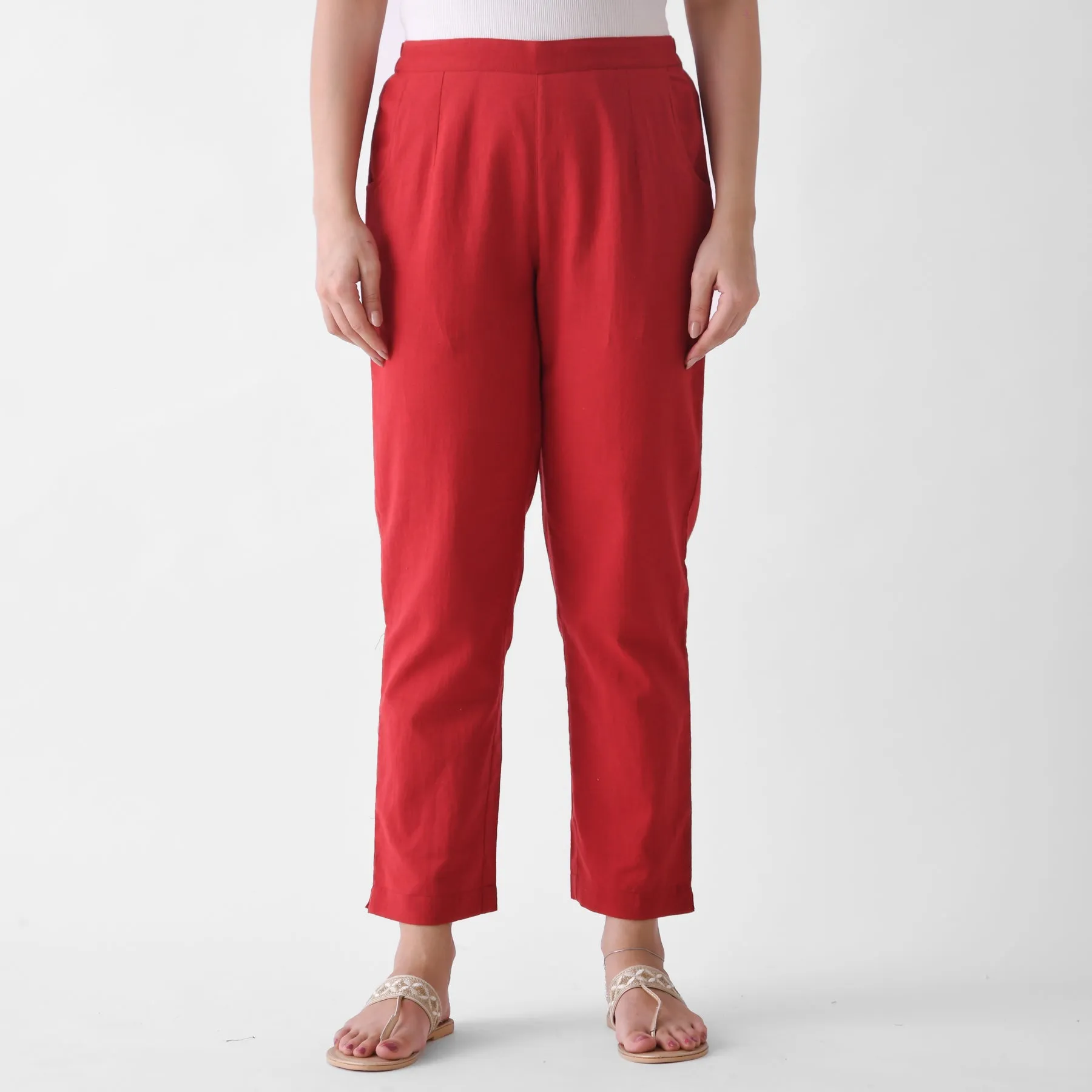 Red Cotton AMPM Pants