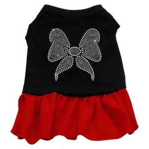 Rhinestone Bow Dresses Black with Red XS (8)