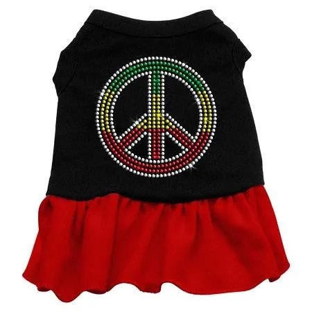 Rhinestone Rasta Peace Dress Black with Red XXXL (20)