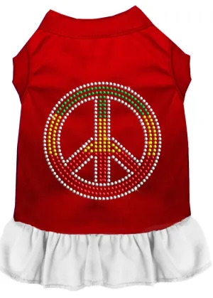 Rhinestone Rasta Peace Dress Red With White Sm (10)