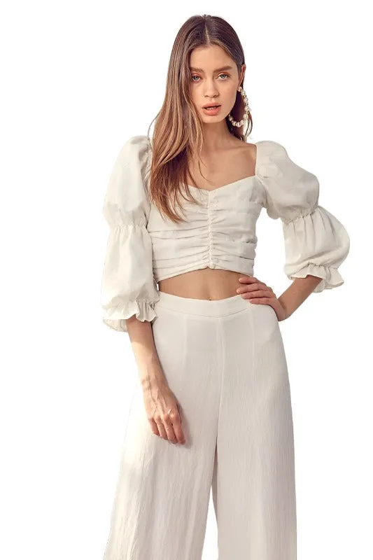 Ruffle Ruched Front Top