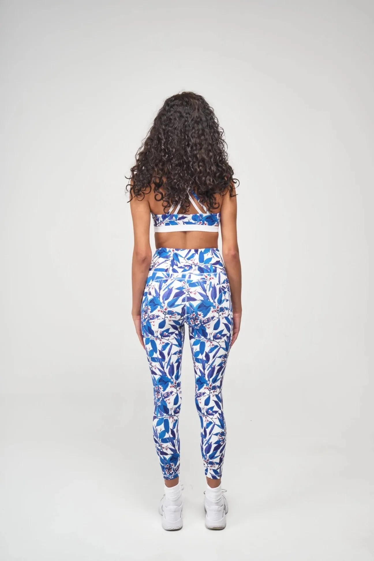 SEAAV Ankle Legging with Pockets - Blue Flora