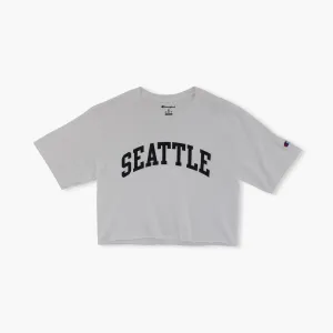 Seattle White Boyfriend Womens Crop T-Shirt