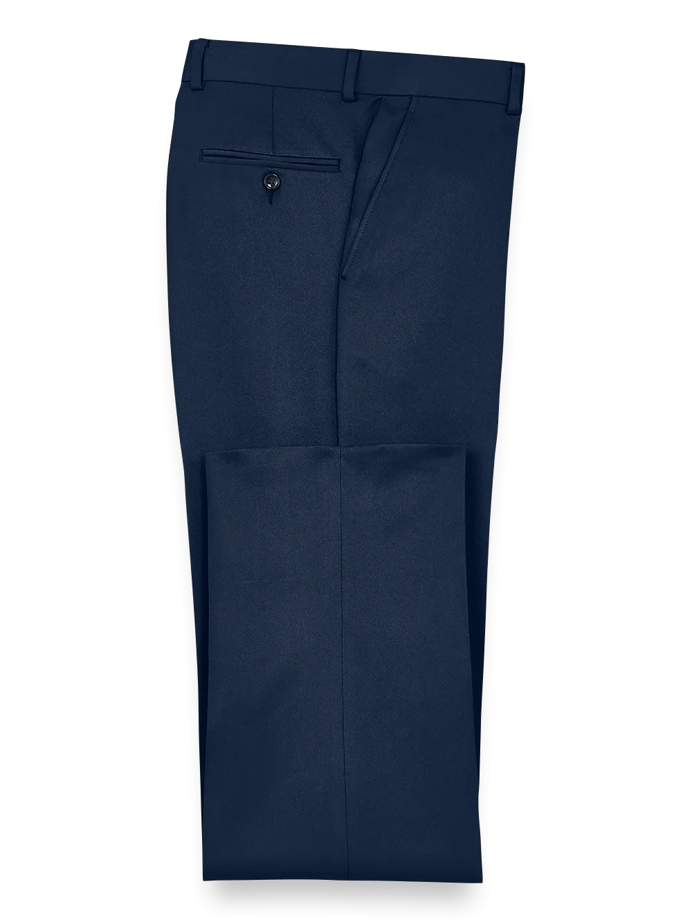 Solid Microfiber Flat Front Pants - Navy