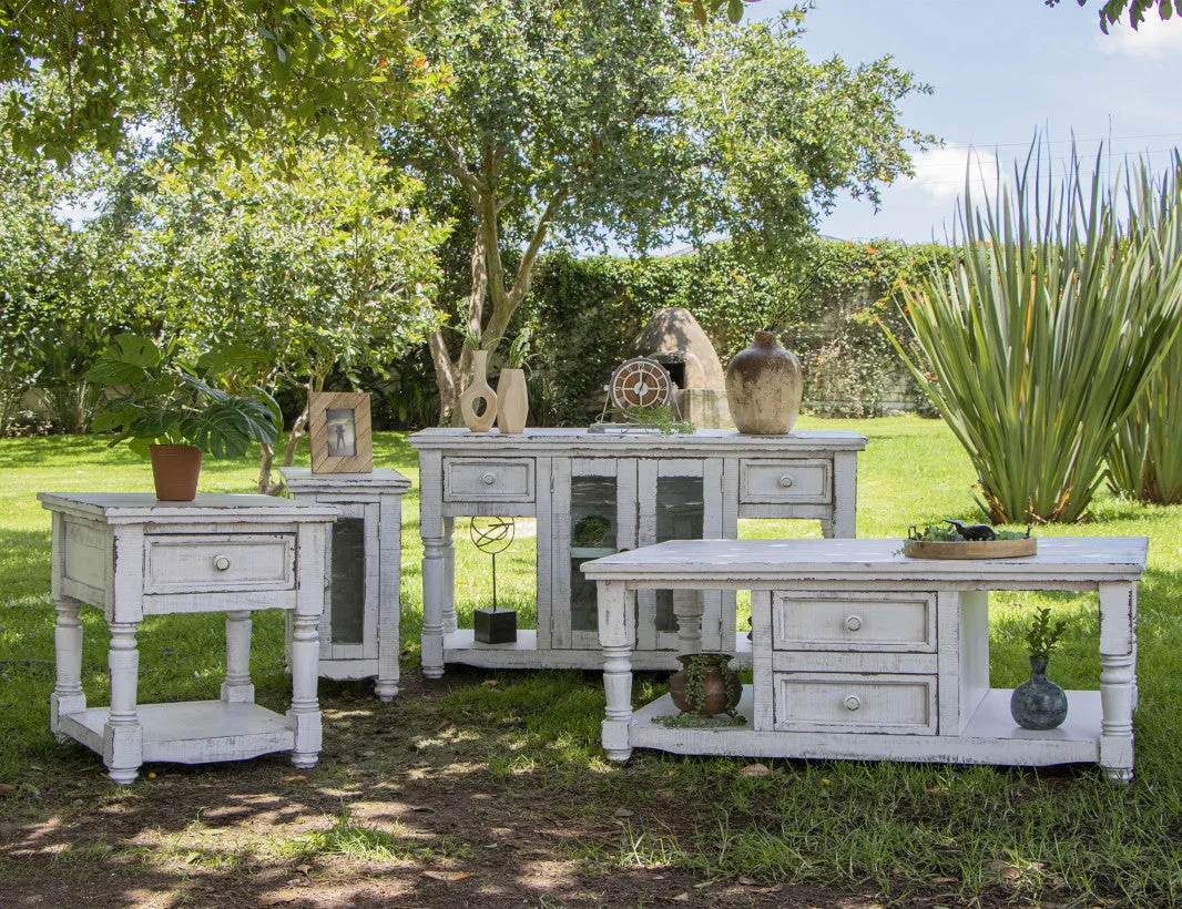 Stonegate Solid Wood End table - White